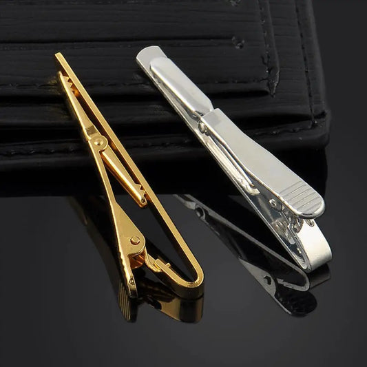 Metal Silver Gold Simple Necktie Tie Bar Clasp Clip Clamp Pin Men Stainless Steel Tie Clasps