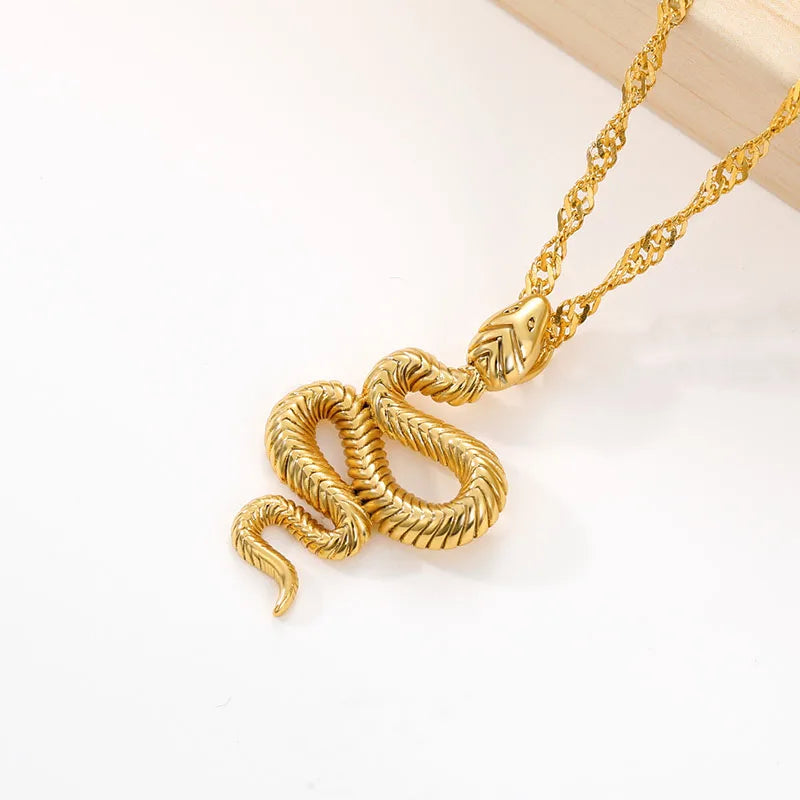 Stainless Steel Snake Necklace Pendant For Women Temperament N01010G / United States SILVER PLATED / United States 