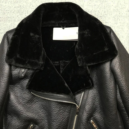 Thick and warm faux leather jacket Coat women's beige long-sleeved belt jacket women 2025 winter fashion new streetwear Tops
