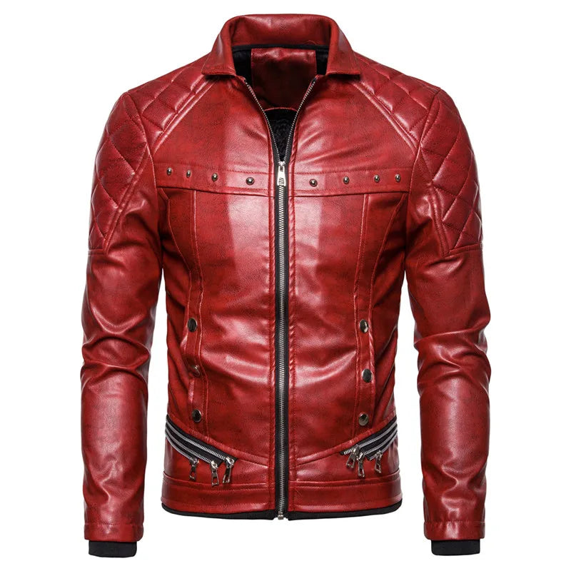 Winter Fleece Motorcycle Leather Jacket Men Turn Down Fur Collar Slim Fit Warm PU Bomber Jacket