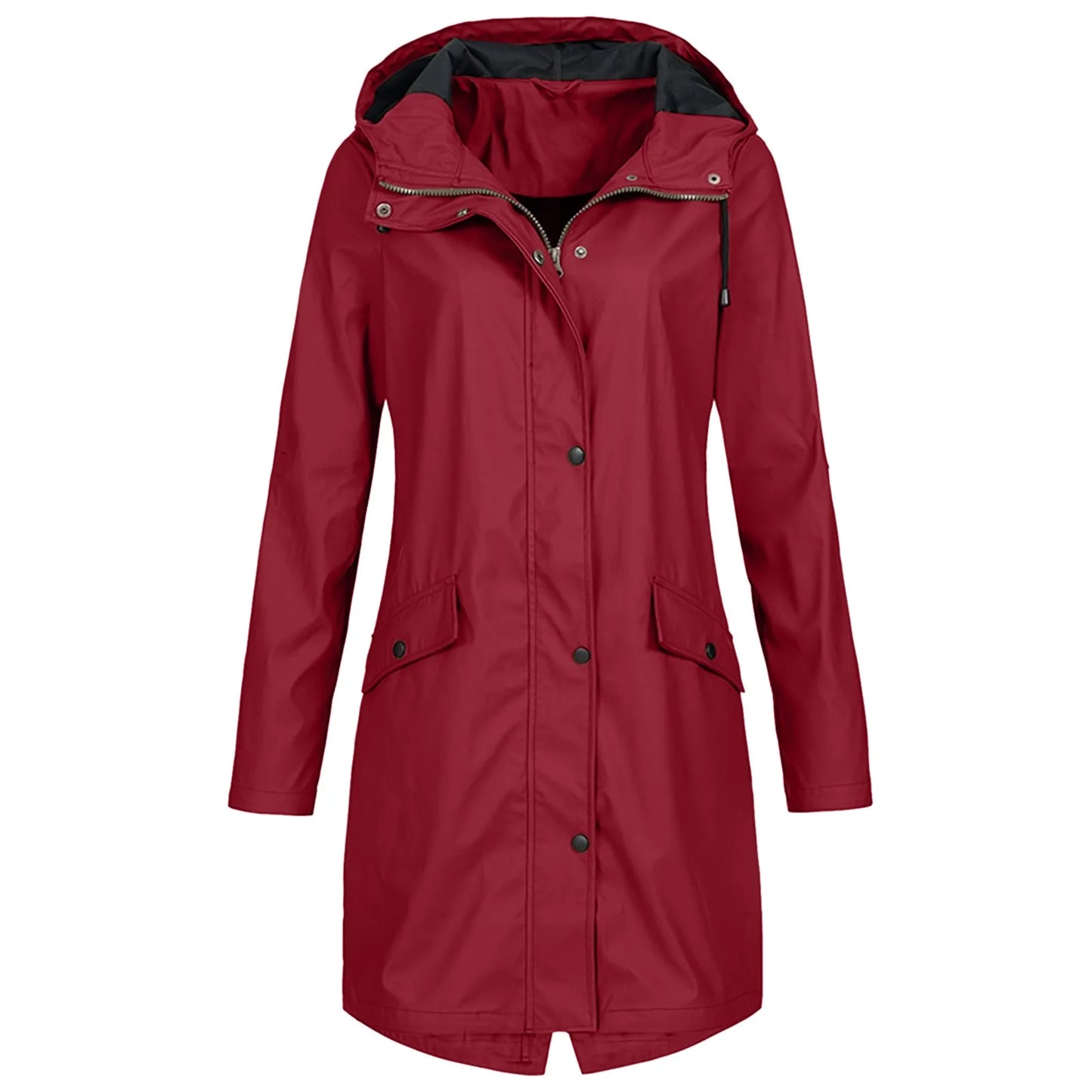 Zipper Waterproof Raincoat Jacket Lightweight Rain Jacket Outdoor Packable Waterproof Hooded