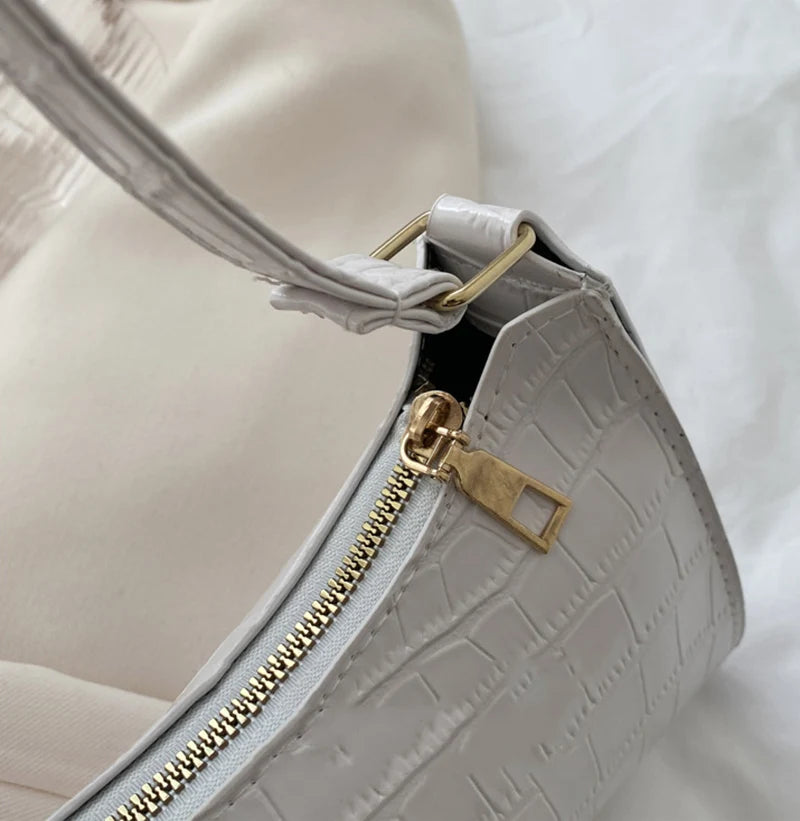 PU Leather Bags Alligator Pattern Armpit Handbag Female Small Underarm Messenger Bag Purse