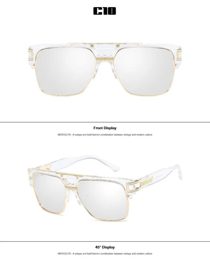 Men Sunglasses Glamour Mirrored Retro Vintage Square Designer Shades Unisex
