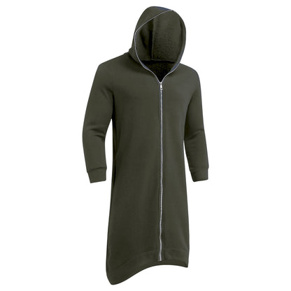 Long Sweatshirt Coat Gothic Streetwear Loose Zipper Jackets Casual Fleece Male Hooded Coat