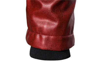 Winter Fleece Motorcycle Leather Jacket Men Turn Down Fur Collar Slim Fit Warm PU Bomber Jacket