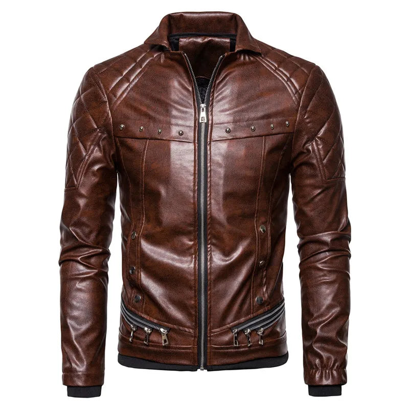 Winter Fleece Motorcycle Leather Jacket Men Turn Down Fur Collar Slim Fit Warm PU Bomber Jacket