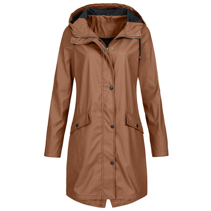 Zipper Waterproof Raincoat Jacket Lightweight Rain Jacket Outdoor Packable Waterproof Hooded