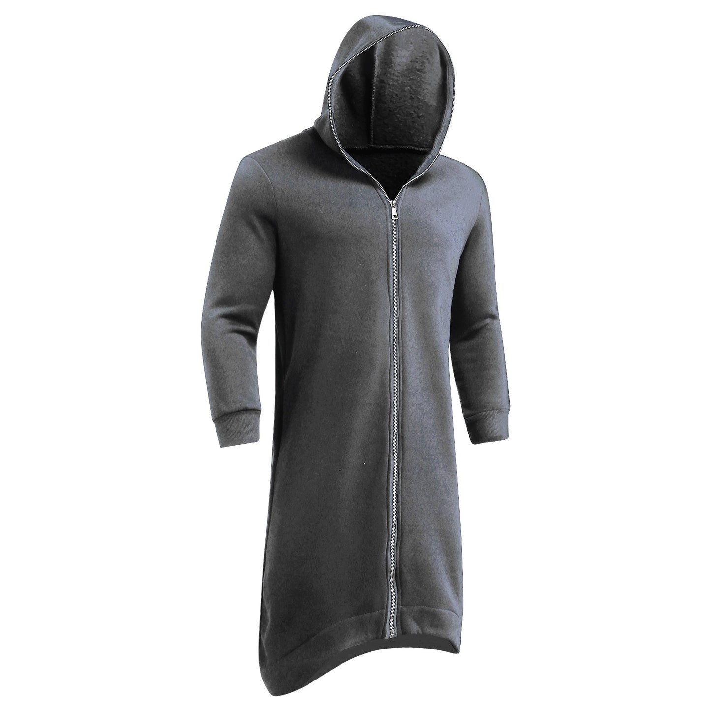 Long Sweatshirt Coat Gothic Streetwear Loose Zipper Jackets Casual Fleece Male Hooded Coat