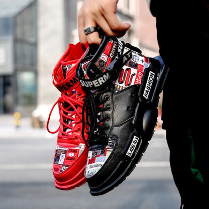 Men Shoes High Quality Sneakers Platform Breathable Lightweight Red Basket