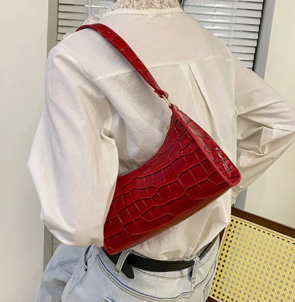 PU Leather Bags Alligator Pattern Armpit Handbag Female Small Underarm Messenger Bag Purse