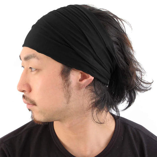 Unisex Headband Solid Color Wide Turban Stretch Sweatband Sports Hairband For Men Women