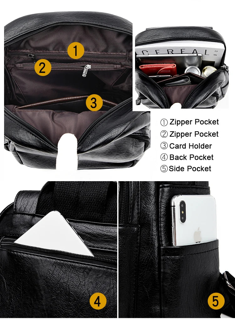 Large Capacity Travel Back Pack Rucksacks Mochila Women Backpack Female Leather Bagpack