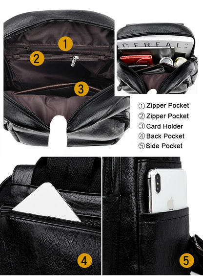 Large Capacity Travel Back Pack Rucksacks Mochila Women Backpack Female Leather Bagpack