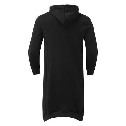 Long Sweatshirt Coat Gothic Streetwear Loose Zipper Jackets Casual Fleece Male Hooded Coat