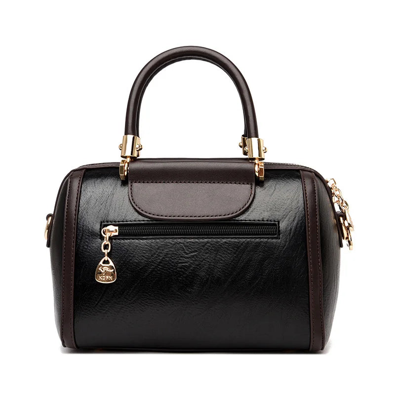 Super High Quality Leather Top Handle Purse Shell Bag Women Casual Crossbody