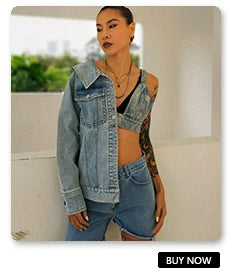 Denim Jacket Female Light Blue Diamond Tassel Coat Single-Breasted Open Back Women Jeans Coat