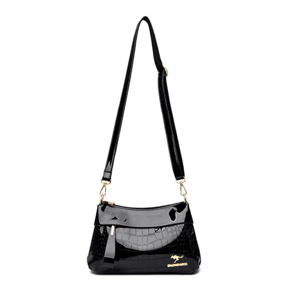 3 Layers Women Handbag Purses Luxury Designer Patent Leather Shoulder Messenger