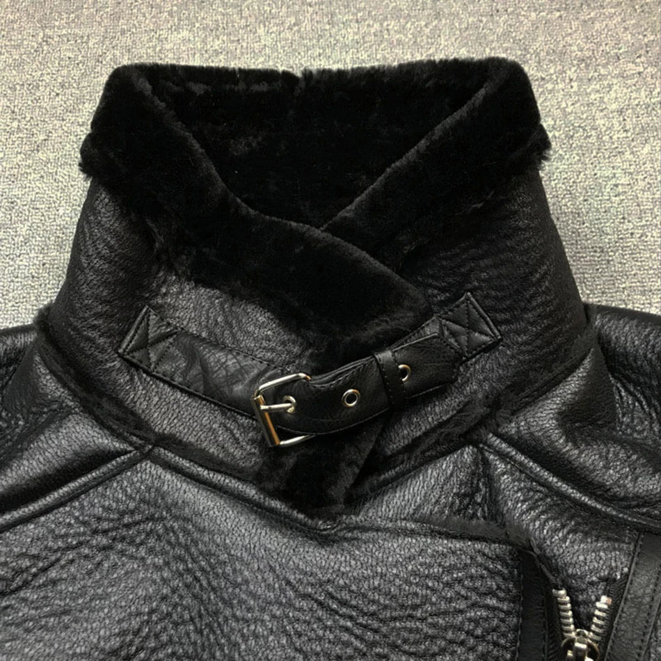 Thick and warm faux leather jacket Coat women's beige long-sleeved belt jacket women 2025 winter fashion new streetwear Tops