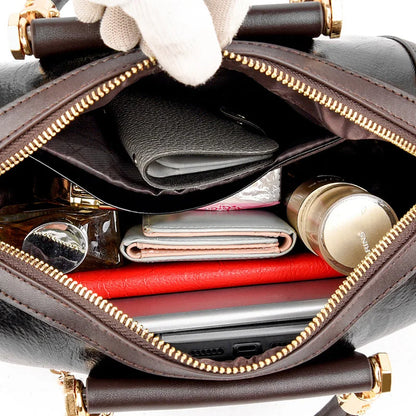 Super High Quality Leather Top Handle Purse Shell Bag Women Casual Crossbody