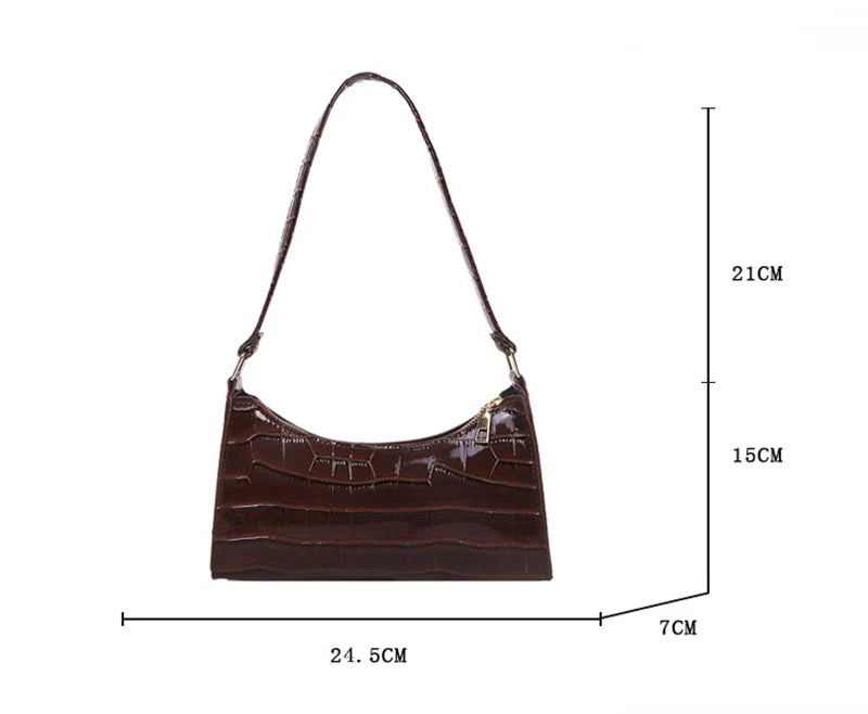 PU Leather Bags Alligator Pattern Armpit Handbag Female Small Underarm Messenger Bag Purse