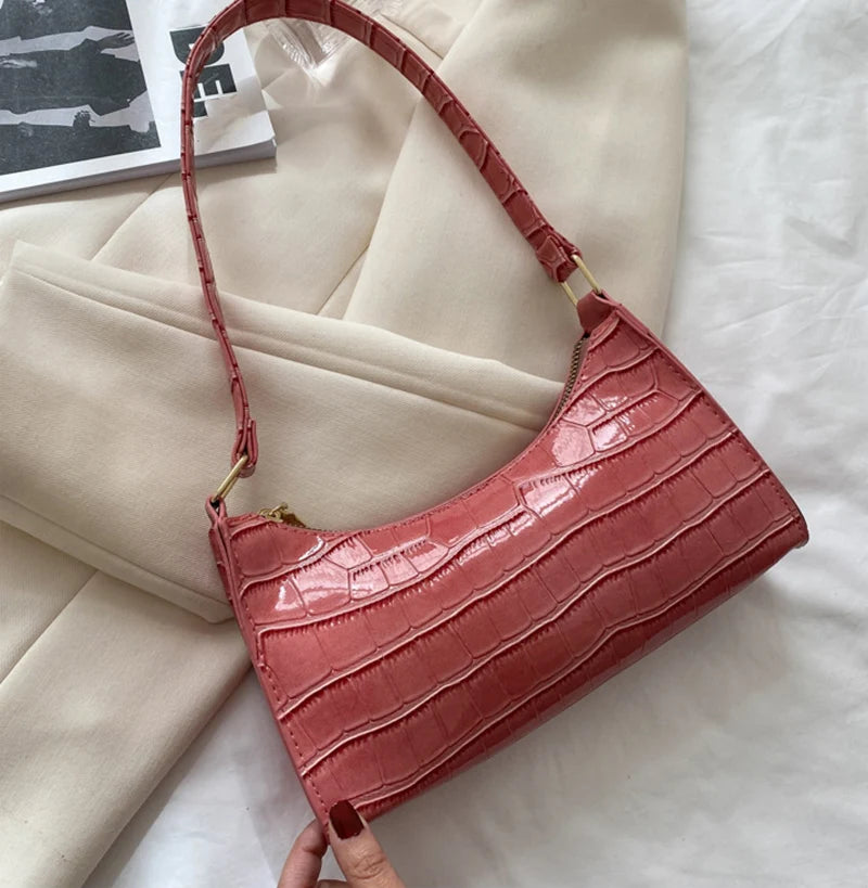 PU Leather Bags Alligator Pattern Armpit Handbag Female Small Underarm Messenger Bag Purse