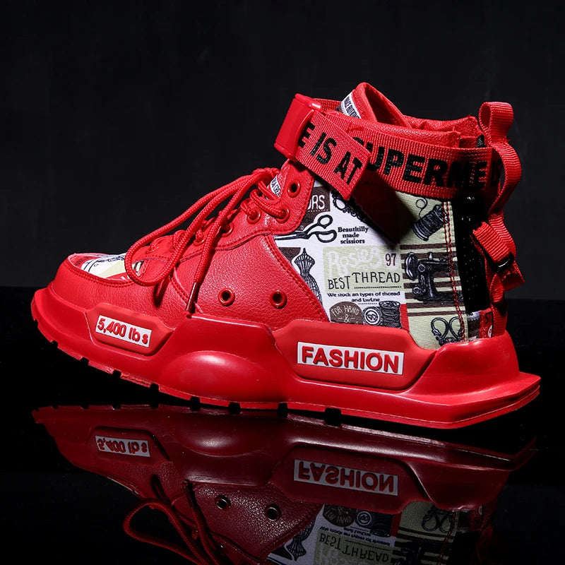 Men Shoes High Quality Sneakers Platform Breathable Lightweight Red Basket