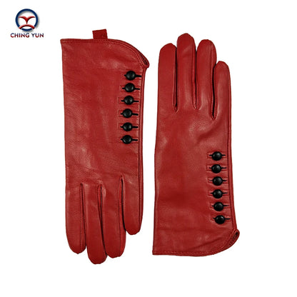 Gloves Genuine Leather High quality goat skin Warm 6 buckle gloves woman