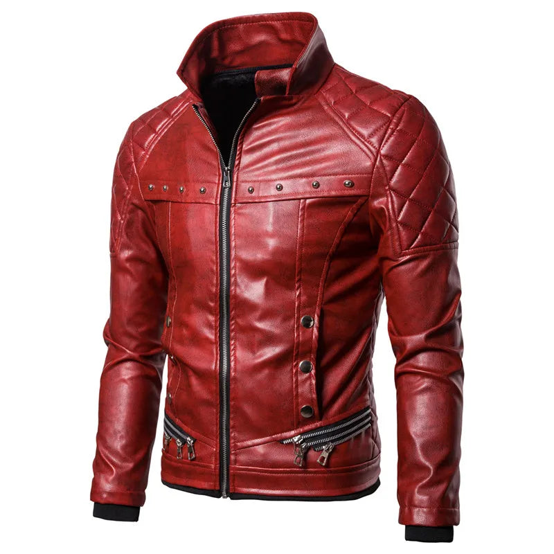 Winter Fleece Motorcycle Leather Jacket Men Turn Down Fur Collar Slim Fit Warm PU Bomber Jacket