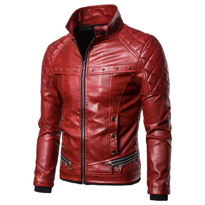 Winter Fleece Motorcycle Leather Jacket Men Turn Down Fur Collar Slim Fit Warm PU Bomber Jacket