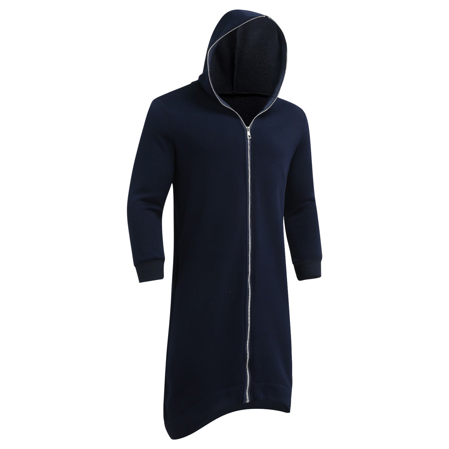 Long Sweatshirt Coat Gothic Streetwear Loose Zipper Jackets Casual Fleece Male Hooded Coat