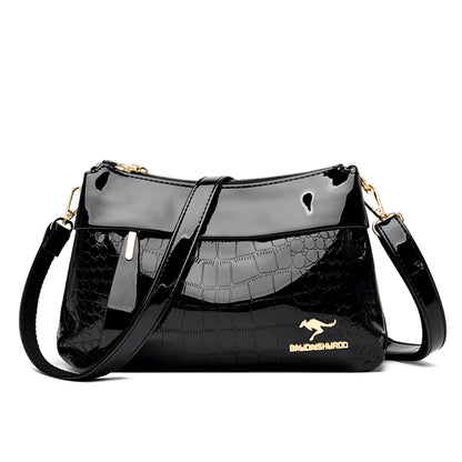 3 Layers Women Handbag Purses Luxury Designer Patent Leather Shoulder Messenger