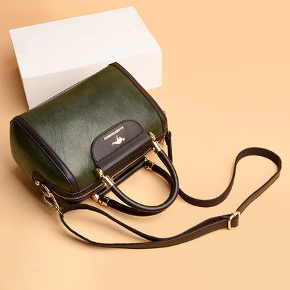 Super High Quality Leather Top Handle Purse Shell Bag Women Casual Crossbody