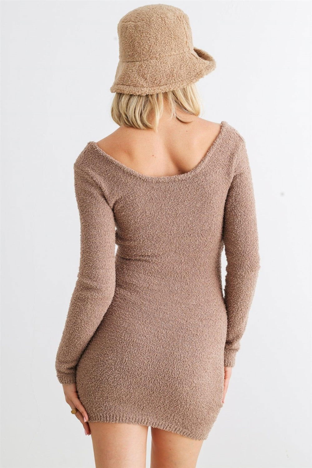 HERA COLLECTION Fluffy Bow Cut-Out Detail Long Sleeve Mini Dress - Fashionqueene.com-HERA COLLECTION Fluffy Bow Cut-Out Detail Long Sleeve Mini Dress