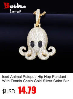 Lightning Shape Pendant Necklace Bling Cubic Zircon Men's Hip Hop Rock Jewelry Double color / United States / 5mm tennis chain|18inch Double color / United States / 5mm tennis chain|30inch 