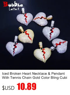 Lightning Shape Pendant Necklace Bling Cubic Zircon Men's Hip Hop Rock Jewelry Double color / United States / 5mm tennis chain|18inch Double color / United States / 5mm tennis chain|30inch 