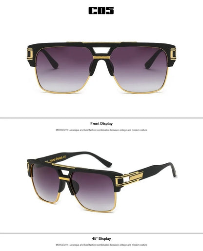 Men Sunglasses Glamour Mirrored Retro Vintage Square Designer Shades Unisex