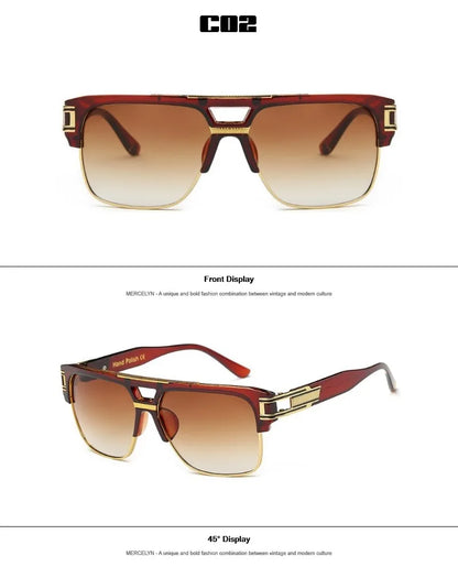 Men Sunglasses Glamour Mirrored Retro Vintage Square Designer Shades Unisex