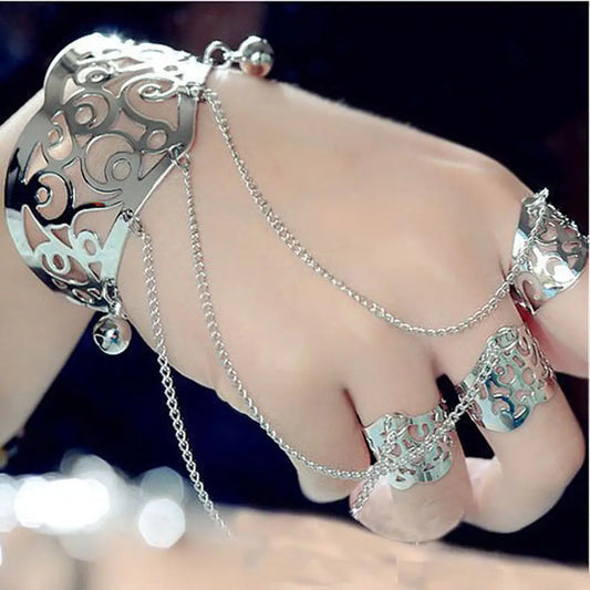 Multilayer Tassel Slave Bracelet Bangle Finger Ring Harness Hand Chain Jewelry Silver Gold Gold 1 Silver-Gold-Gold 1-Silver 1-Silver 2-
