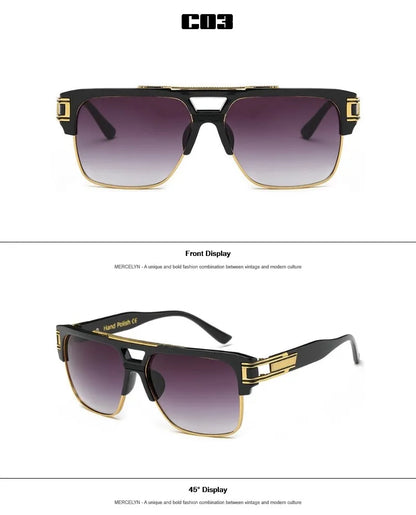 Men Sunglasses Glamour Mirrored Retro Vintage Square Designer Shades Unisex