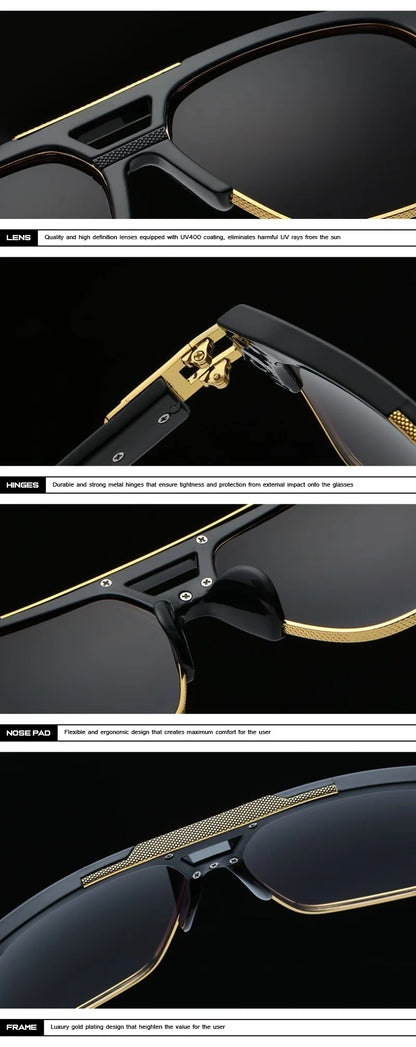 Men Sunglasses Glamour Mirrored Retro Vintage Square Designer Shades Unisex