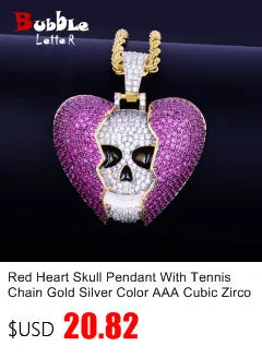 Lightning Shape Pendant Necklace Bling Cubic Zircon Men's Hip Hop Rock Jewelry Double color / United States / 5mm tennis chain|18inch Double color / United States / 5mm tennis chain|30inch 