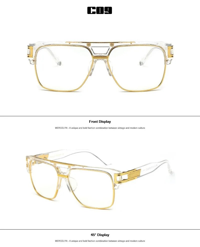 Men Sunglasses Glamour Mirrored Retro Vintage Square Designer Shades Unisex