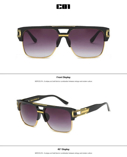 Men Sunglasses Glamour Mirrored Retro Vintage Square Designer Shades Unisex