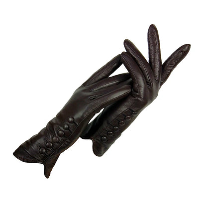Gloves Genuine Leather High quality goat skin Warm 6 buckle gloves woman