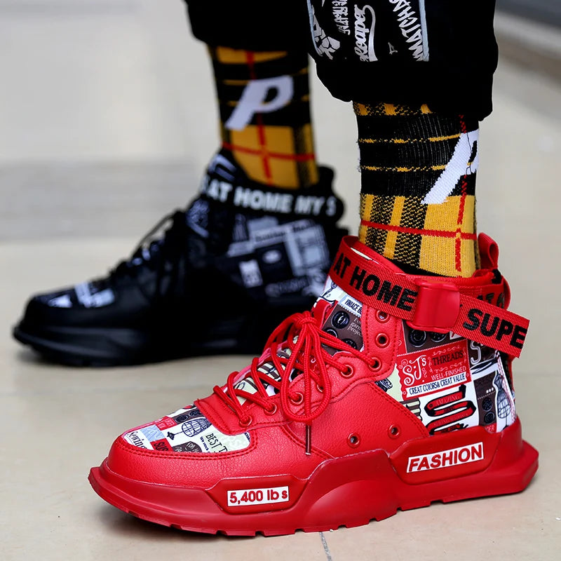 Men Shoes High Quality Sneakers Platform Breathable Lightweight Red Basket