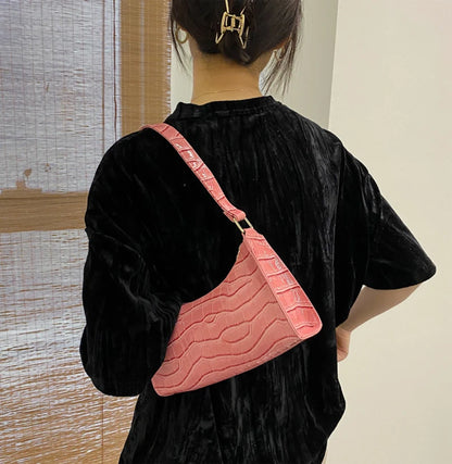 PU Leather Bags Alligator Pattern Armpit Handbag Female Small Underarm Messenger Bag Purse