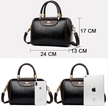 Super High Quality Leather Top Handle Purse Shell Bag Women Casual Crossbody