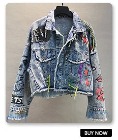 Denim Jacket Female Light Blue Diamond Tassel Coat Single-Breasted Open Back Women Jeans Coat