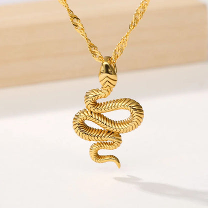 Stainless Steel Snake Necklace Pendant For Women Temperament N01010G / United States SILVER PLATED / United States 