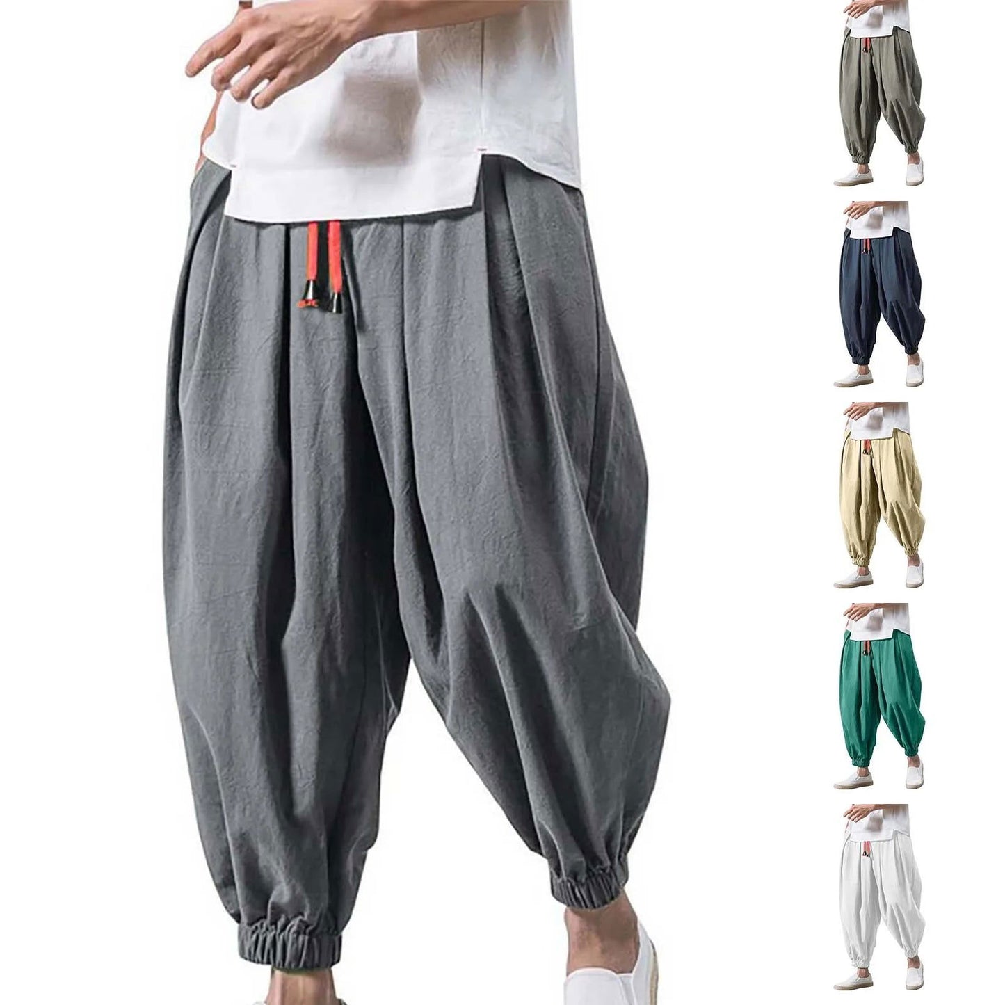 Harem Pants Men Baggy Wide Leg Pants Oversized Casual Sweatpants Trousers - Fashionqueene.com-harem pants